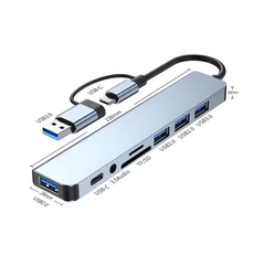 AVLANO 8 in 2 USB 3.0 Type C Adapter Docking Station – Multi-Hub Splitter für MacBook Pro