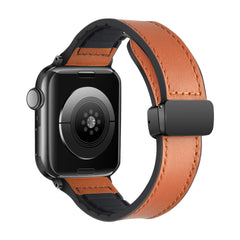 Echtes Leder + Silikonarmband für Apple Watch | Kompatibel mit 45mm, 44mm, 40mm, 42mm, 41mm, Ultra 49mm | Serie 9-8-7-6-5-SE